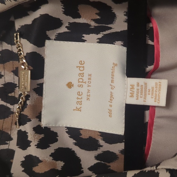 Kate Spade New York leopard print pea coat rain jacket Sz. M xlnt condition - Picture 7 of 11